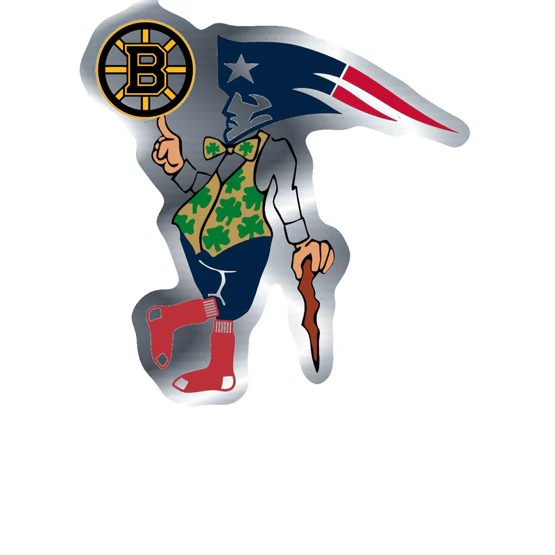 Boston Sports Teams Mashup Silver Chrome Vinyl Sticker - Custom Size