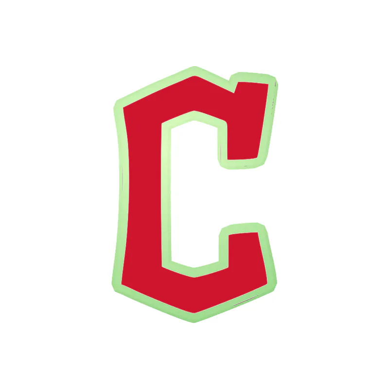 Cleveland Indians -  Fancy Red C - Glow in the Dark Vinyl Sticker - Custom Size