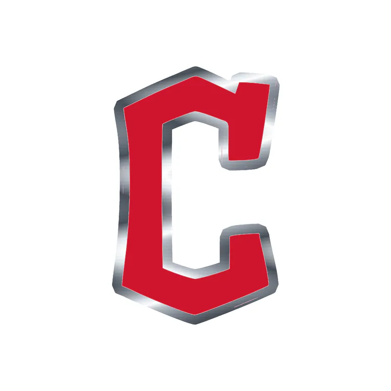 Cleveland Indians -  Fancy Red C - Silver Chrome Vinyl Sticker - Custom Size