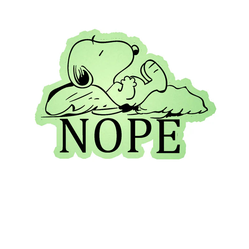 Snoopy - Nope not today Glow in the Dark Vinyl Decal