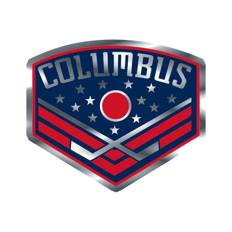 Columbus Blue - Curved Triangle With Columbus - Jackets Silver Chrome Vinyl Sticker - Custom Size