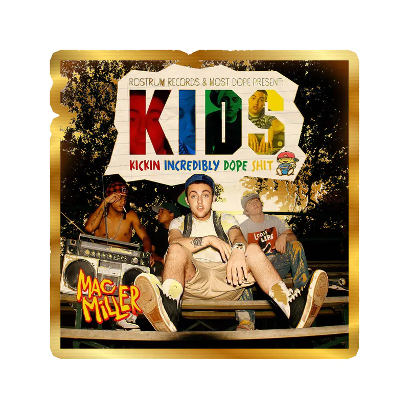 Mac Miller - Album Cover - Kids Gold Chrome Vinyl Sticker - Custom Size