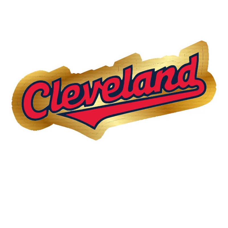 Cleveland Indians - Cleveland Cursive - Gold Chrome Vinyl Sticker - Custom Size