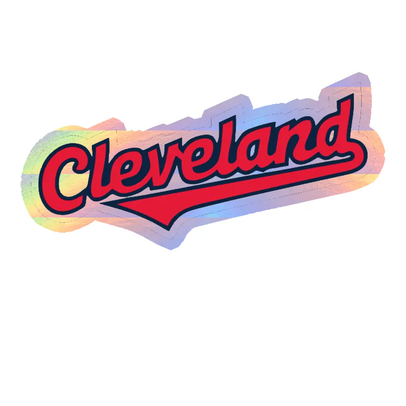 Cleveland Indians - Cleveland Cursive - Holographic Vinyl Sticker - Custom Size