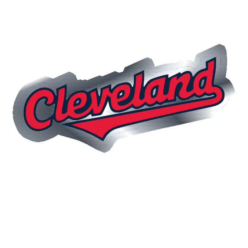Cleveland Indians - Cleveland Cursive - Silver Chrome Vinyl Sticker - Custom Size
