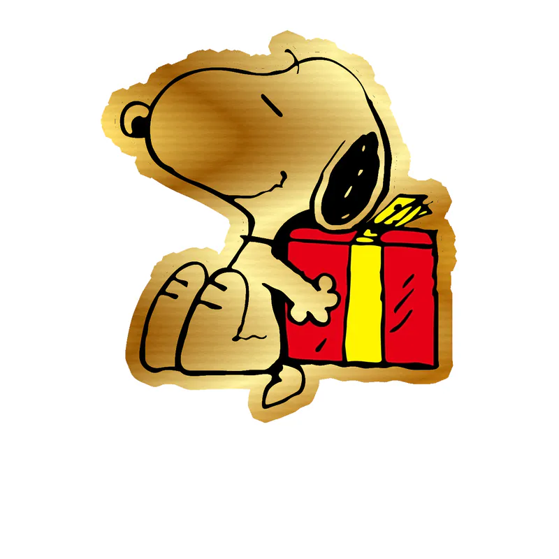 Snoopy - Gift -  Gold Chrome Vinyl Decal