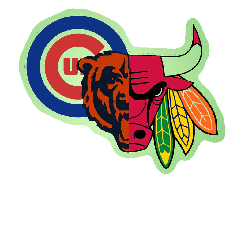Chicago Sports Teams Mashup - Image 4 - Glow in the Dark Vinyl Sticker - Custom Size