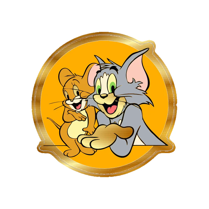Tom and Jerry - Gold Chrome Vinyl Sticker - Custom Size
