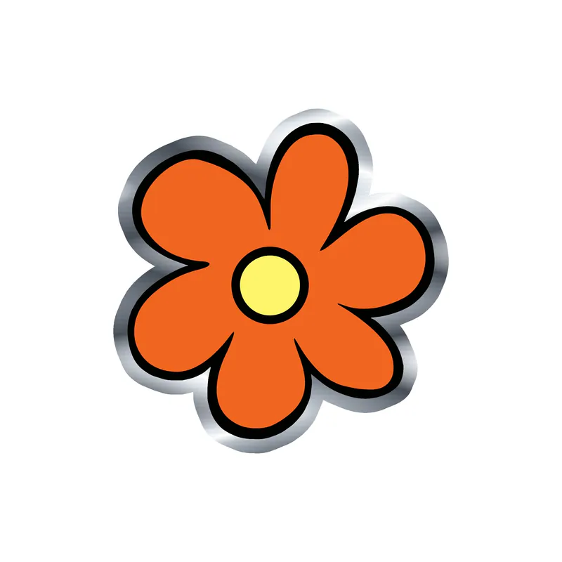 Scooby Doo- Mystery Machine Flower - Silver Chrome Vinyl Sticker - Custom Size