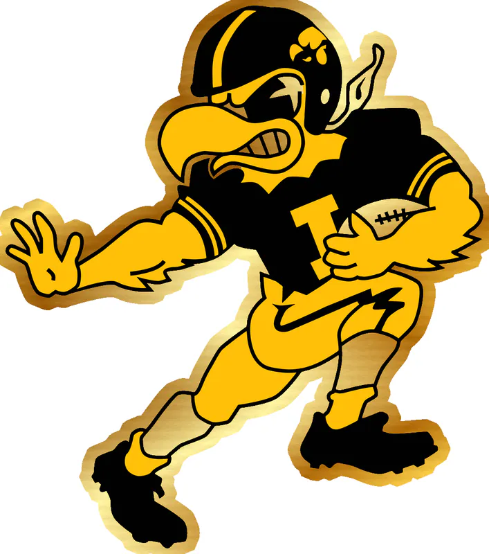 Hawkeye with Football - Gold Chrome Vinyl Sticker - Custom Size