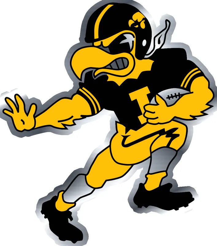 Hawkeye with Football - Silver Chrome Vinyl Sticker - Custom Size