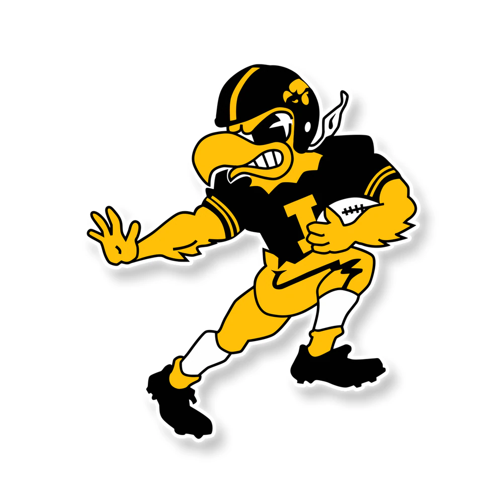 Hawkeye with Football - Temporary Tattoo - Custom Size